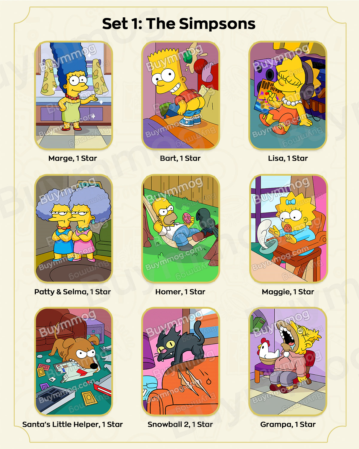 Monopoly GO The Simpsons Album Set 1 Stickers