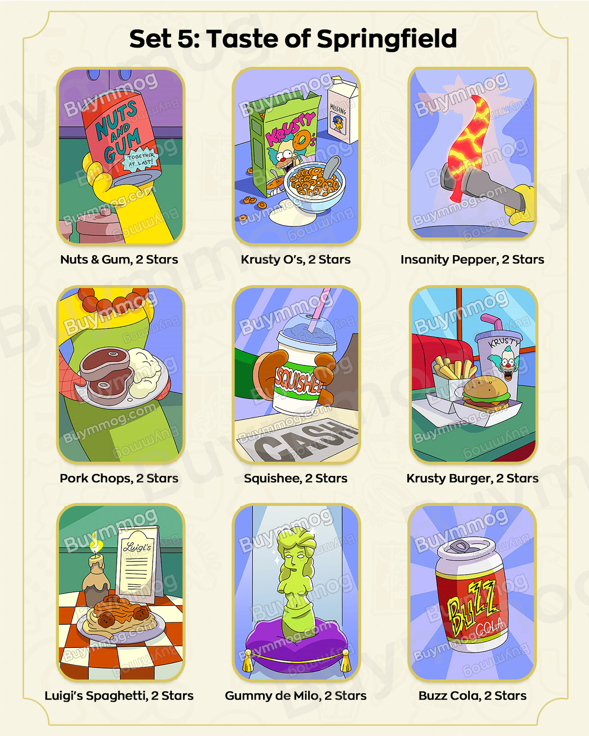 Monopoly GO The Simpsons Album Set 5 Stickers
