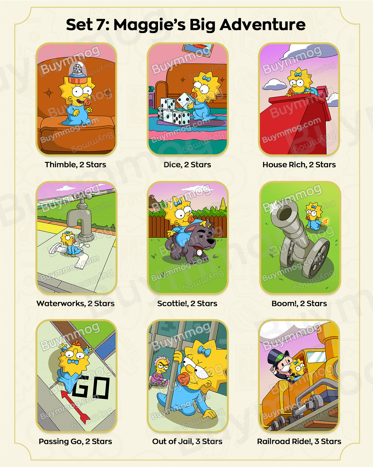 Monopoly GO The Simpsons Album Set 7 Stickers