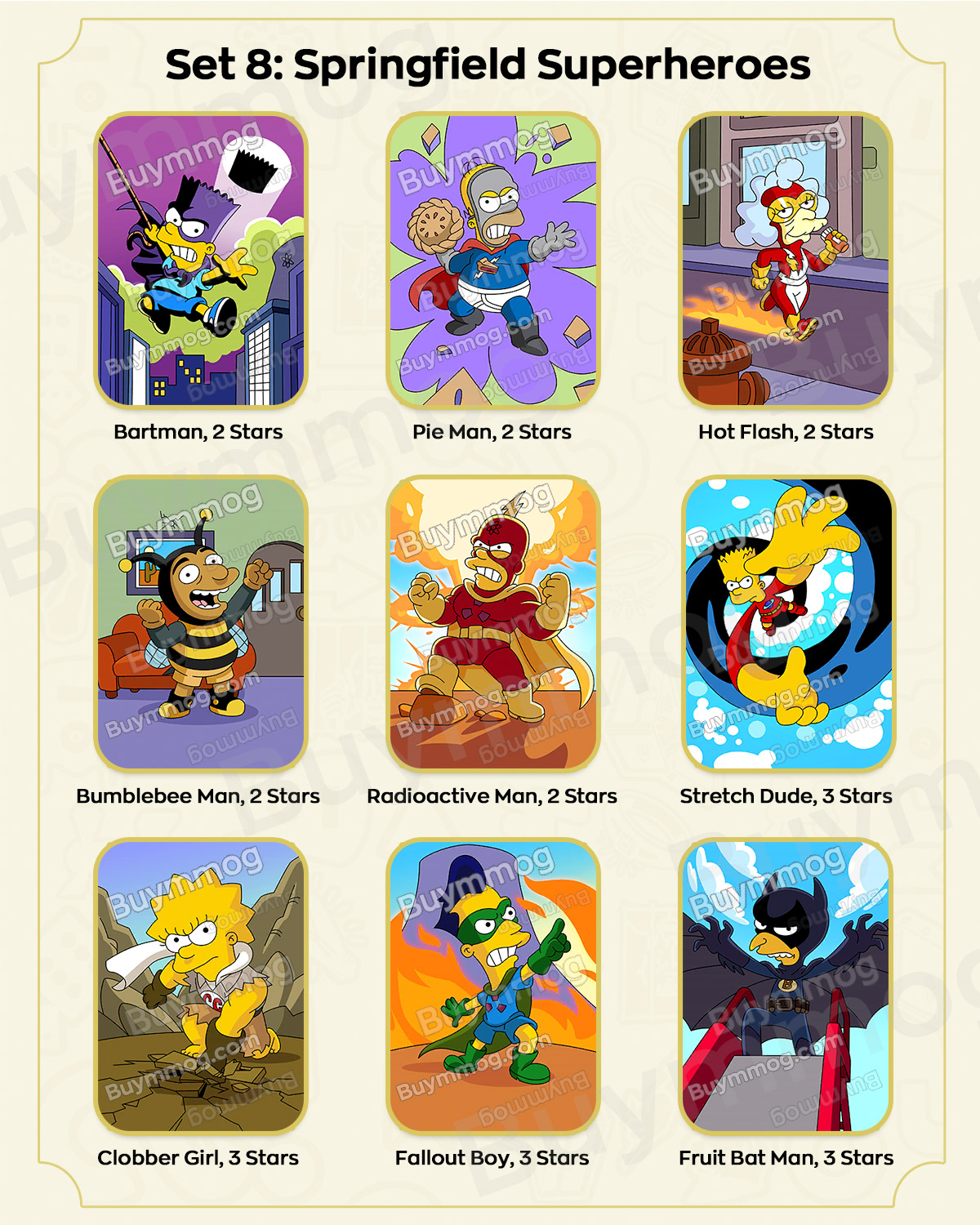 Monopoly GO The Simpsons Album Set 8 Stickers