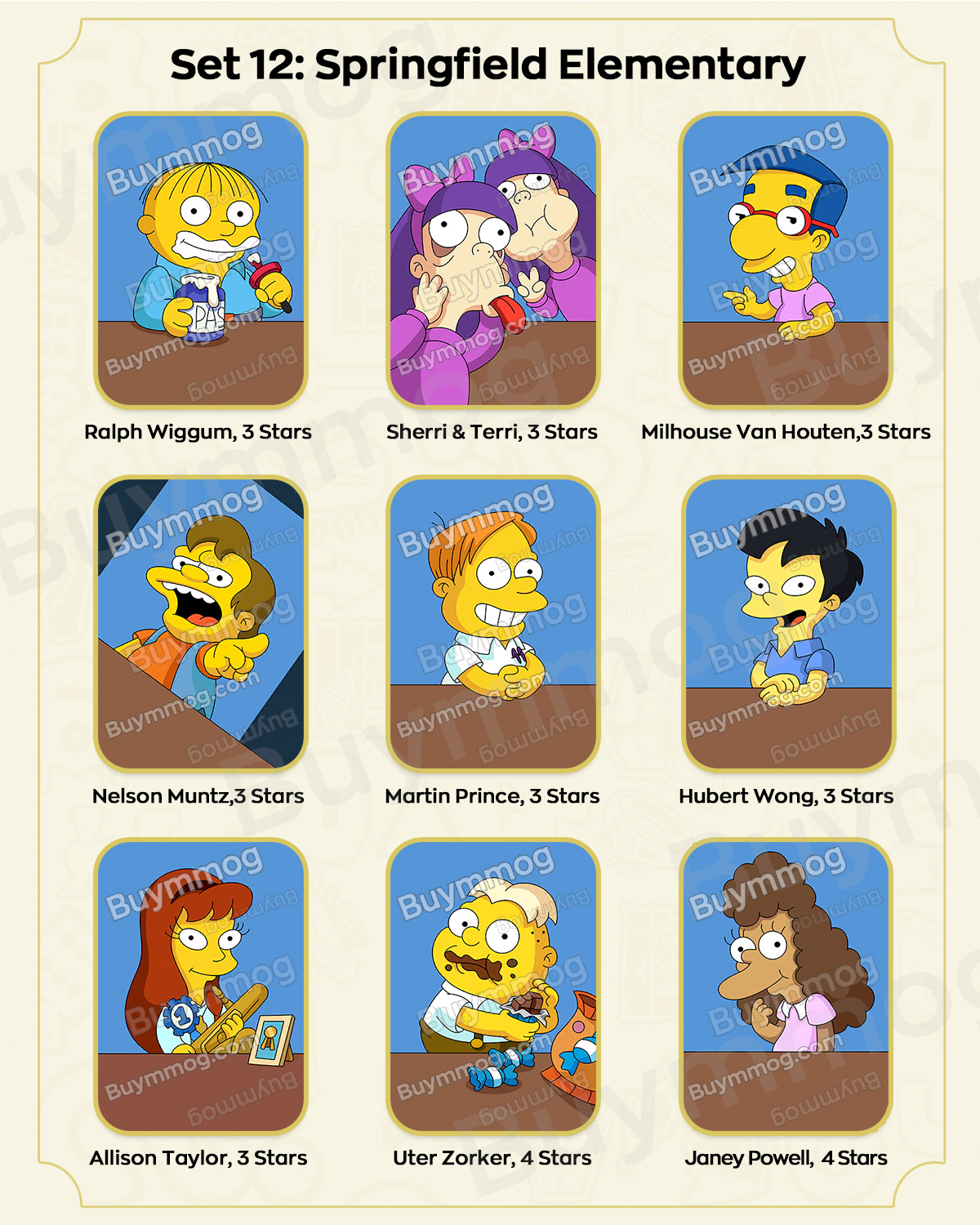 Monopoly GO The Simpsons Album Set 12 Stickers