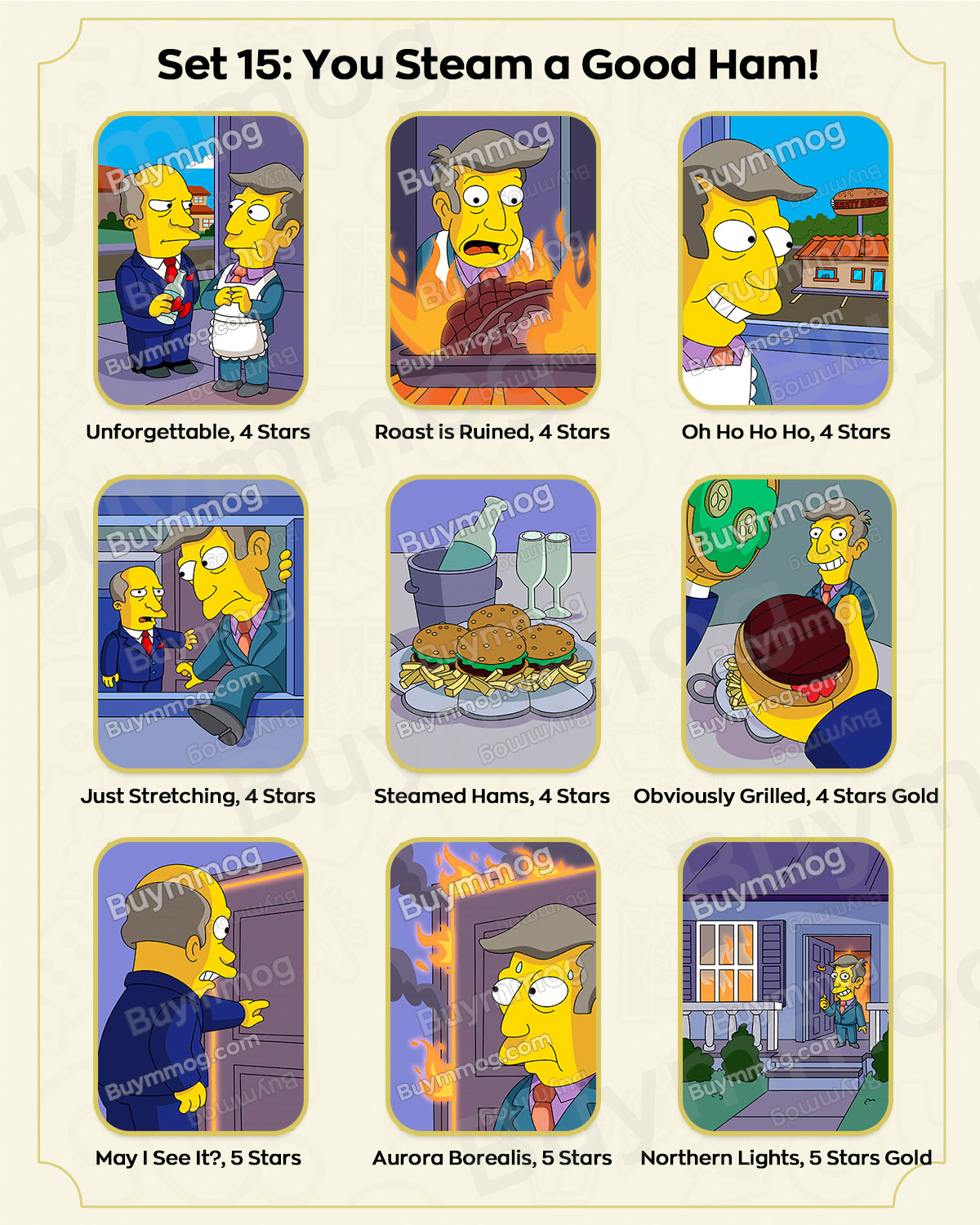 Monopoly GO The Simpsons Album Set 15 Stickers