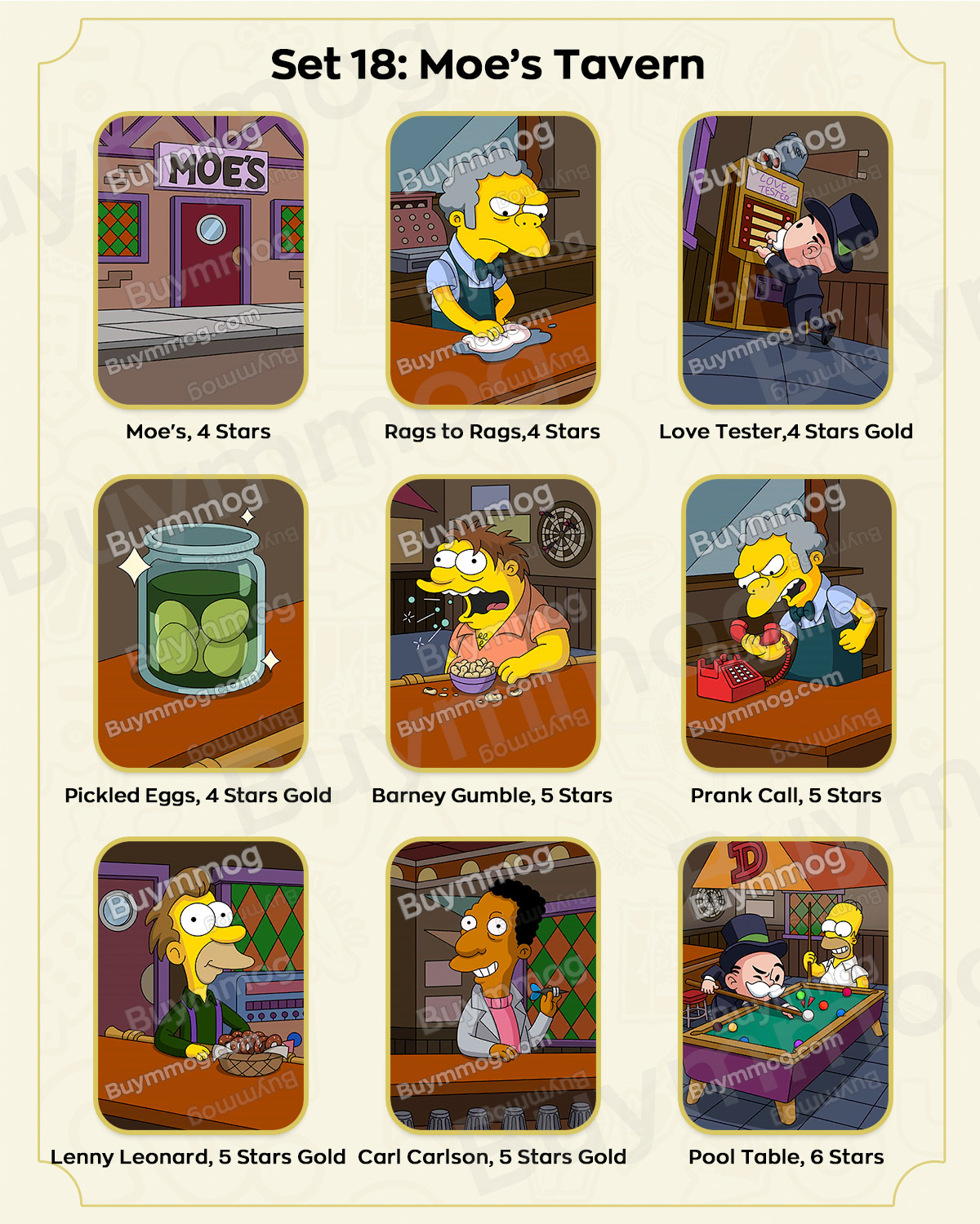 Monopoly GO The Simpsons Album Set 18 Stickers