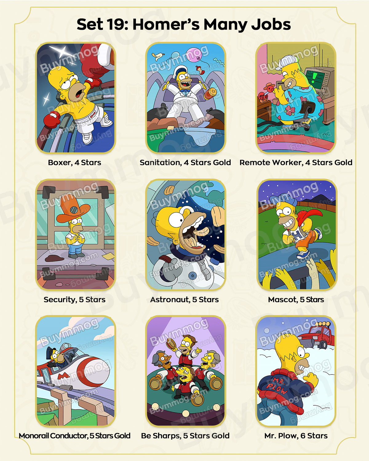 Monopoly GO The Simpsons Album Set 19 Stickers