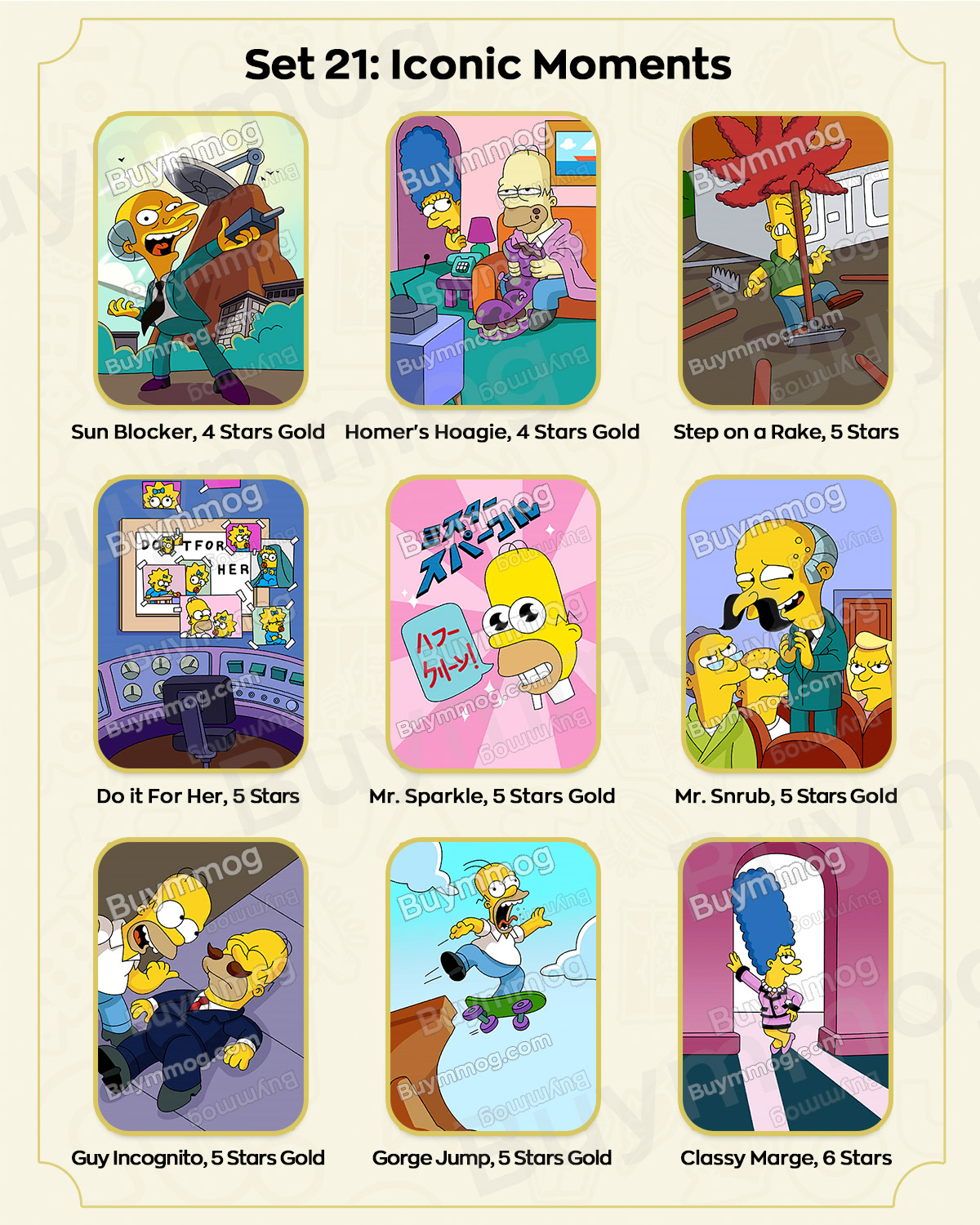 Monopoly GO The Simpsons Album Set 21 Stickers