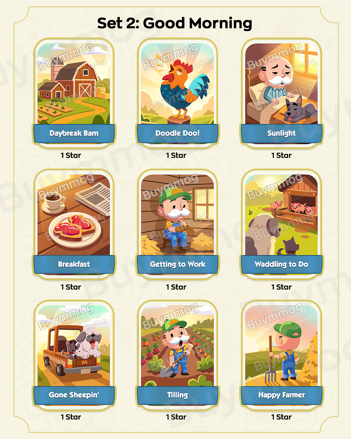 Monopoly GO Happy Harvest Set 2 Good Morning stickers