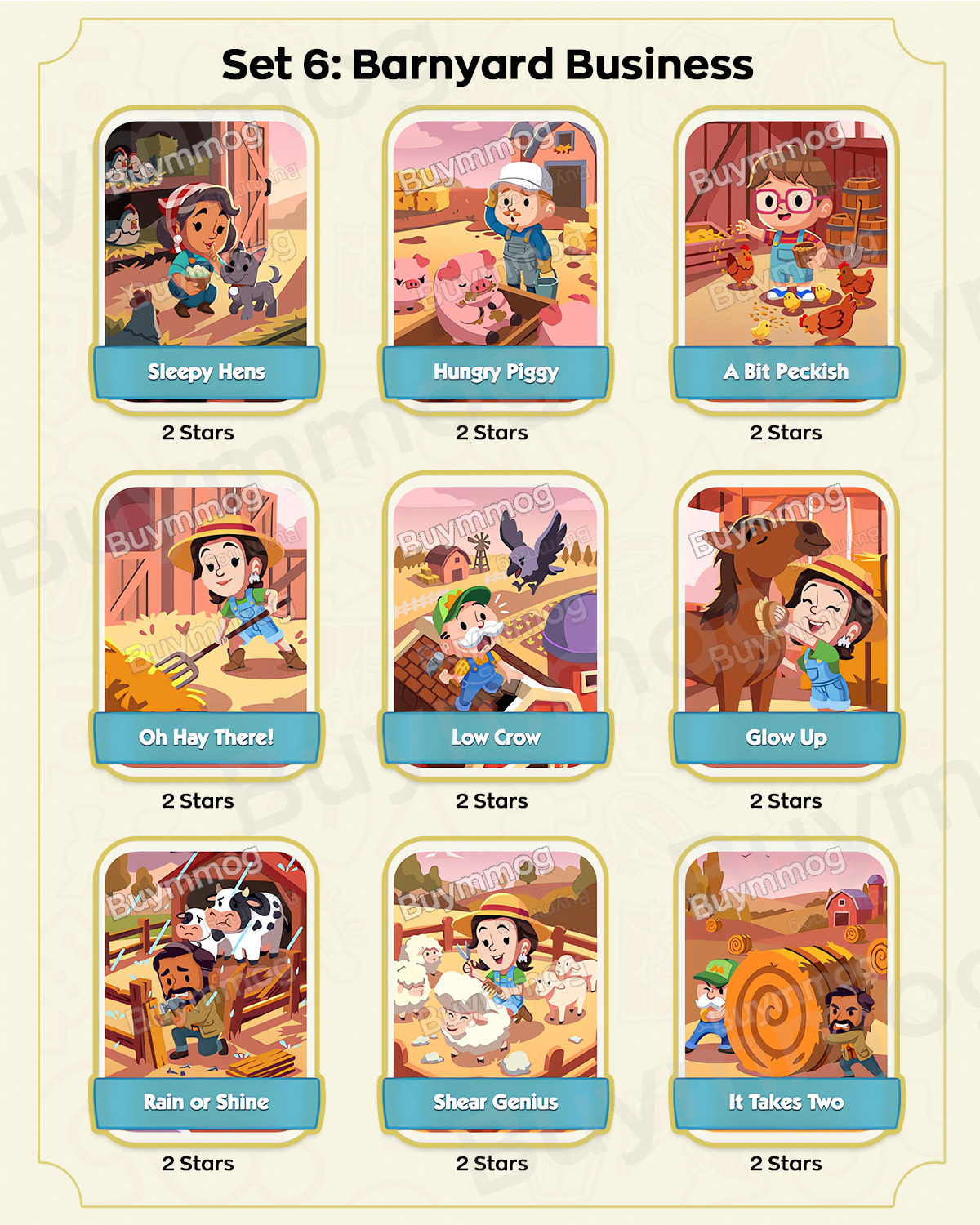 Monopoly GO Happy Harvest Set 6 Barnyard Business stickers