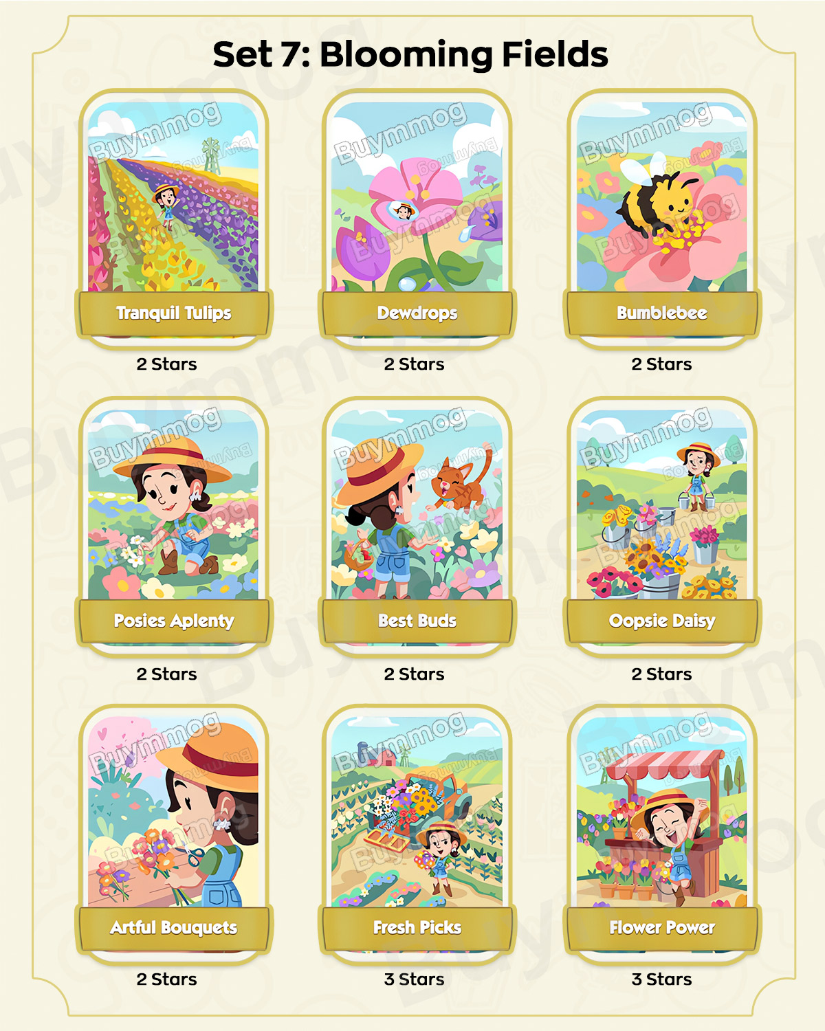 Monopoly GO Happy Harvest Set 7 Blooming Fields stickers