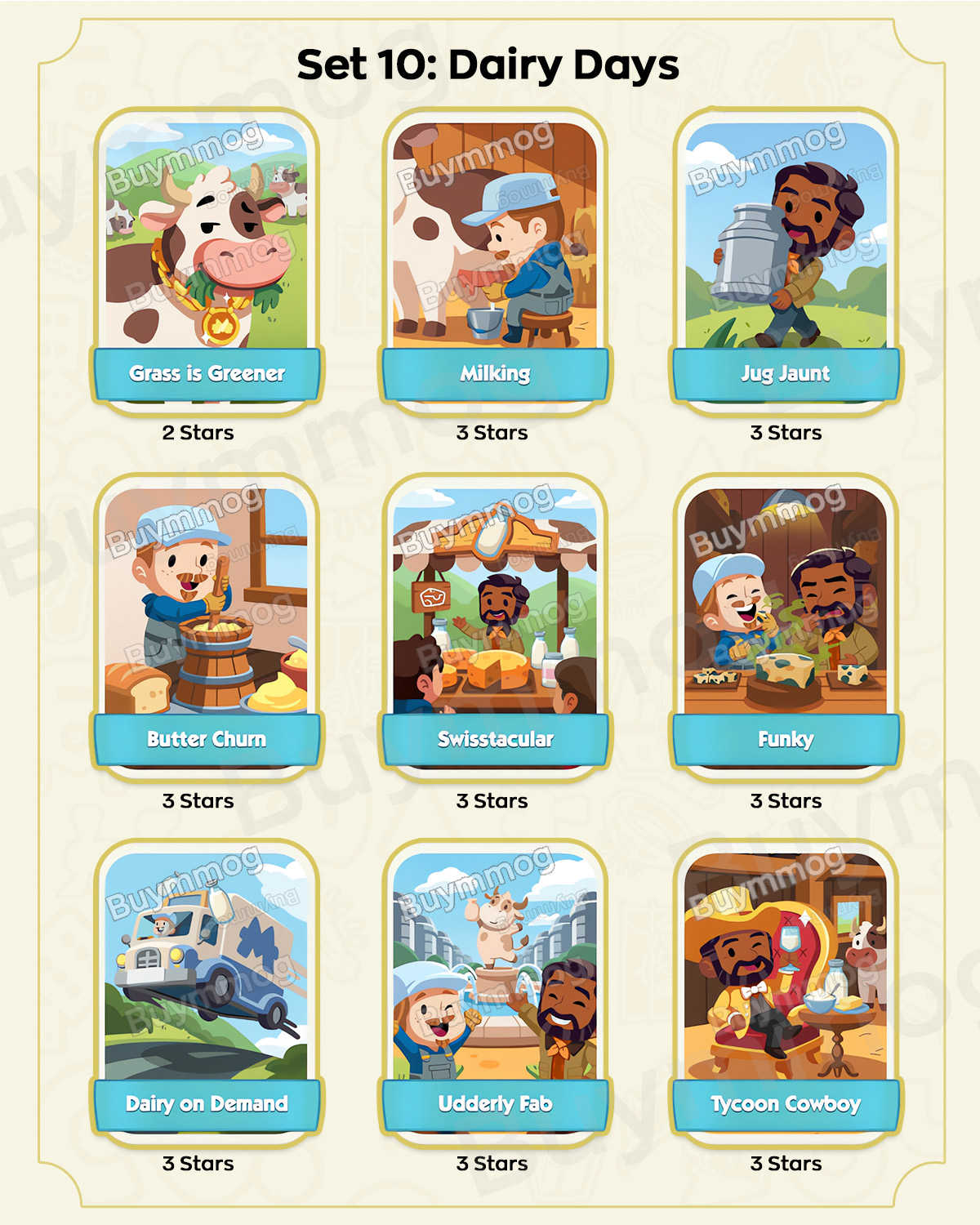 Monopoly GO Happy Harvest Set 10 Dairy Days stickers