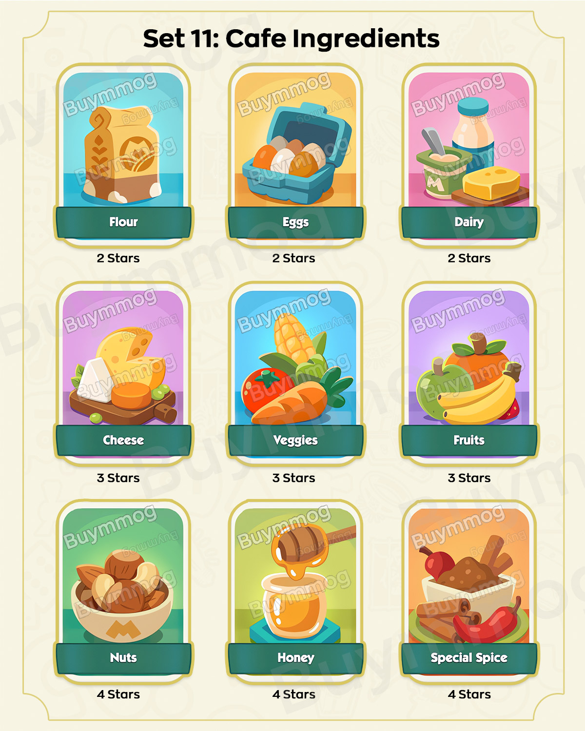 Monopoly GO Happy Harvest Set 11 Cafe Ingredients stickers
