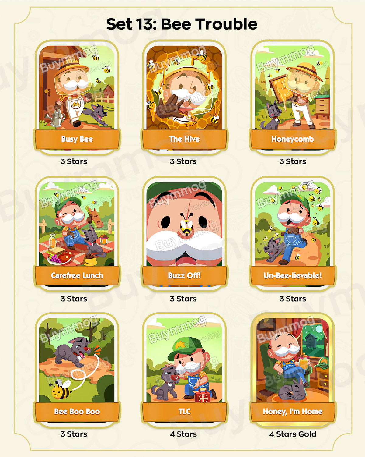 Monopoly GO Happy Harvest Set 13 Bee Trouble stickers