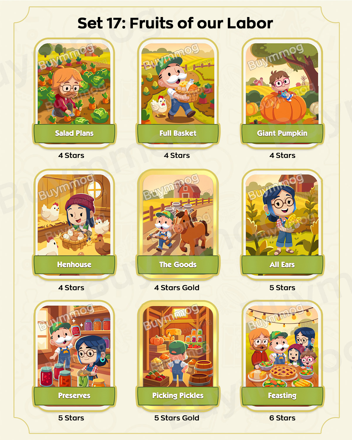 Monopoly GO Happy Harvest Set 17 Fruits of Our Labor stickers