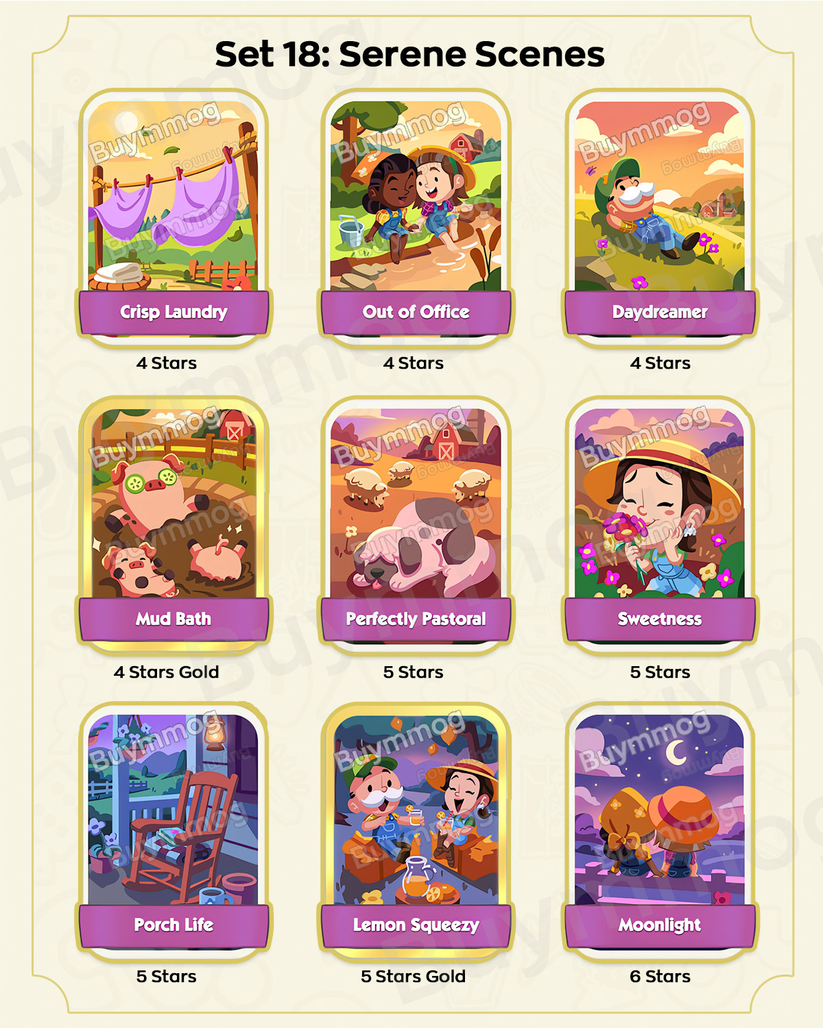 Monopoly GO Happy Harvest Set 18 Serene Scenes stickers