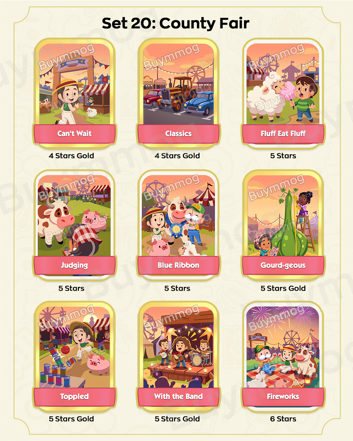 Monopoly GO Happy Harvest Set 20 County Fair stickers