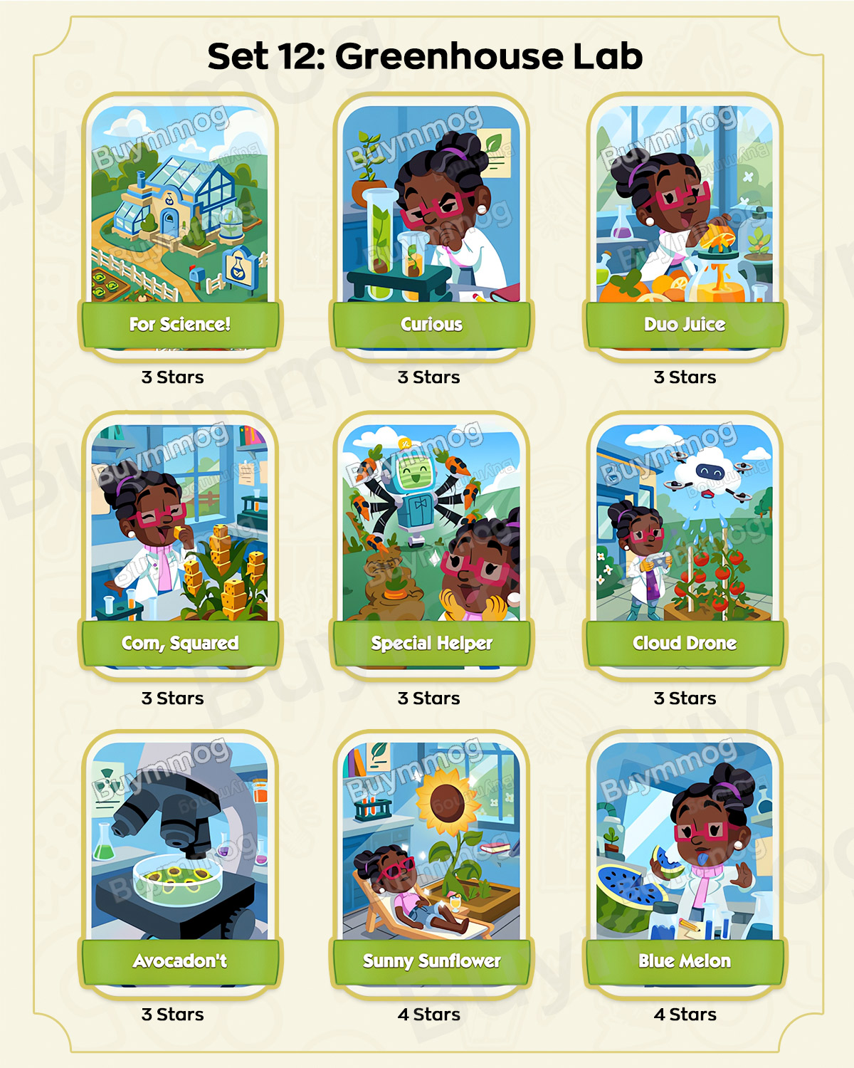 Monopoly GO Happy Harvest Set 12 Greenhouse Lab stickers